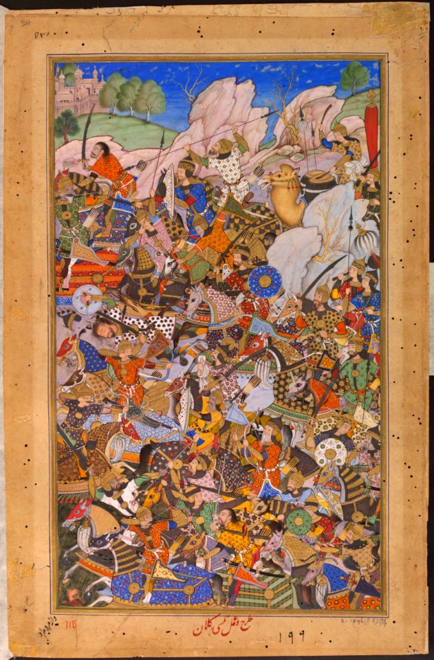 1577-The Battle Preceding the Capture of the Fort at Bundi Rajasthan-Akbarnama