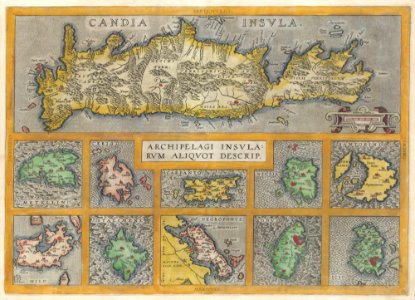 1584 Ortelius Map of Crete (Candia) and 10 Greek Islands - Geographicus - CandiaInsula-ortelius-1584