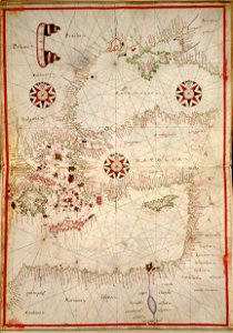 1590 Portolan chart of the Eastern Mediterranean, the Aegean and the Black Sea by Joan Oliva
