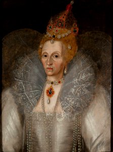 Elizabeth I portrait, Marcus Gheeraerts the Younger c.1595. Free illustration for personal and commercial use.