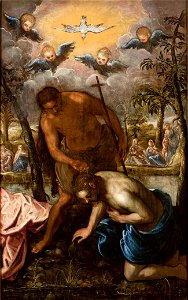 Tintoretto Baptism of Christ. Free illustration for personal and commercial use.