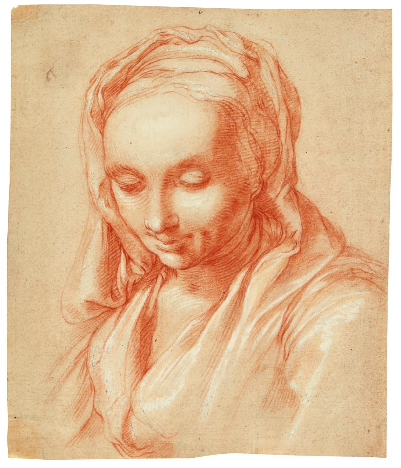 Abraham Bloemaert - Study of a female figure, three-quarter length
