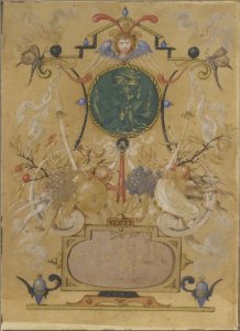Joris Hoefnagel - Grotesque with butterflies and pieces of fruit