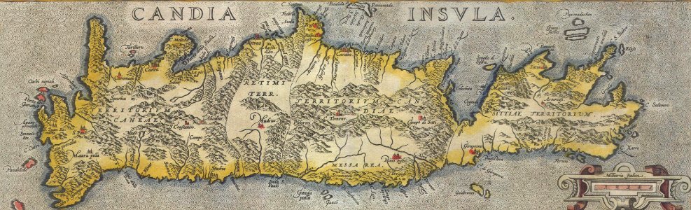 1584 Ortelius Map of Crete (Candia) and 10 Greek Islands - Geographicus - CandiaInsula-ortelius-1584 (cropped)
