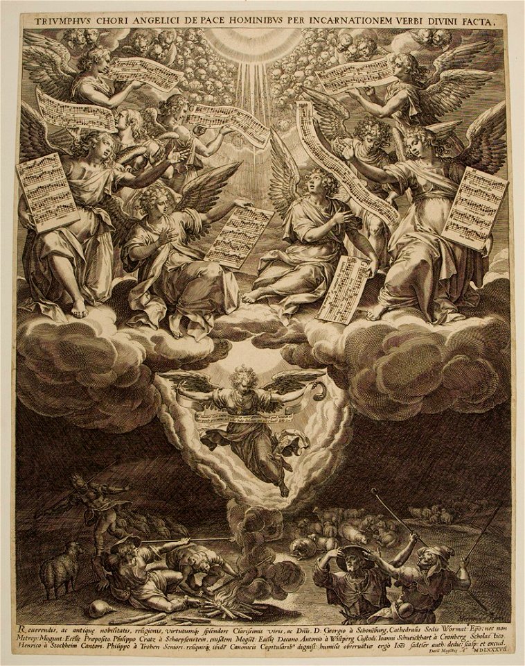Jan van der Straet, Maerten de Vos (after) - Annunciation to the shepherds