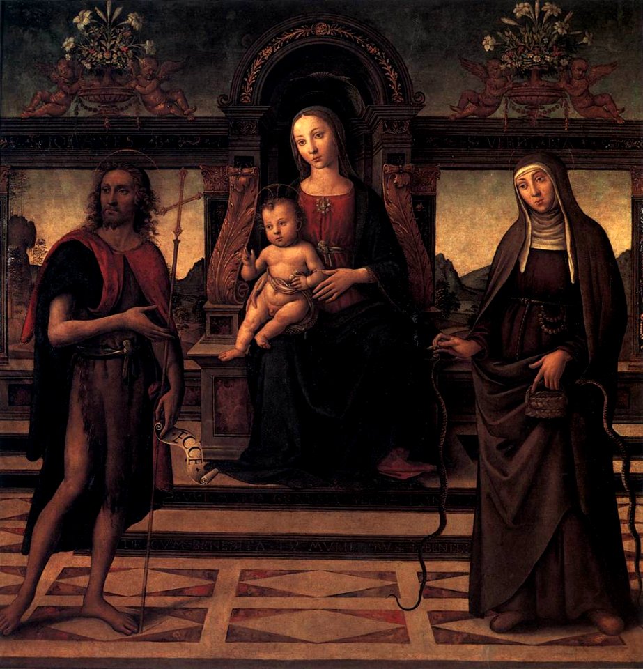 15th-century unknown painters - Virgin and Child with Sts John the Baptist and Verdiana - WGA23935