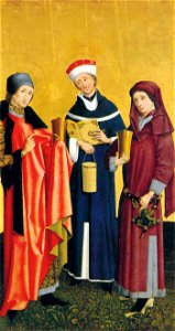 15th-century unknown painters - Sts Cosma, Damian and Pantaleon - WGA23738. Free illustration for personal and commercial use.