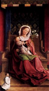15th-century unknown painters - Darmstadt Altarpiece - Virgin and Child Enthroned - WGA23761. Free illustration for personal and commercial use.
