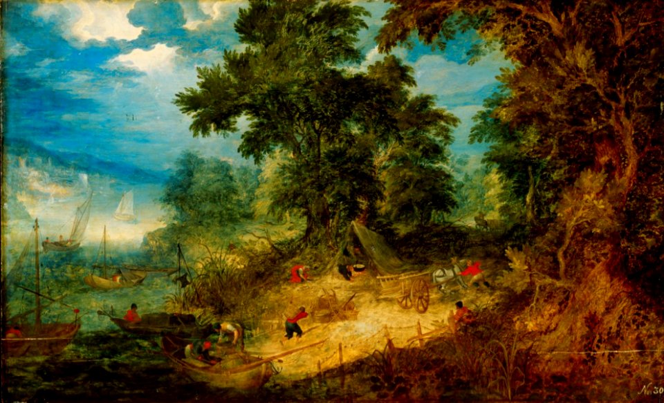 Abraham Govaerts - Landscape with Fishermen