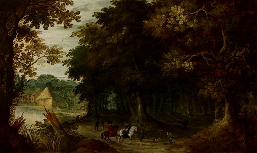 Jasper van der Lanen - Landscape with travellers in a forest