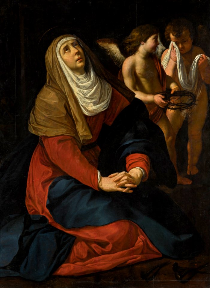 Gerard Seghers – The Virgin in prayer at the foot of the cross, with crying angels