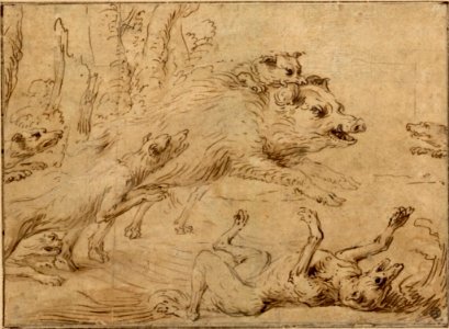 Frans Snyders - Boars attacked by hounds. Free illustration for personal and commercial use.
