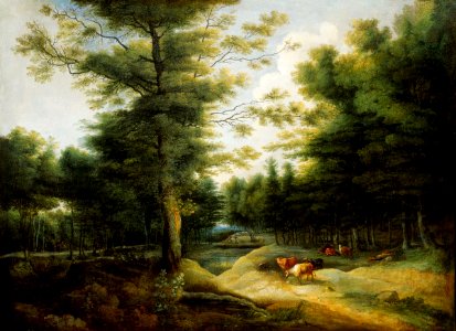 Lucas van Uden - Forest landscape with cows