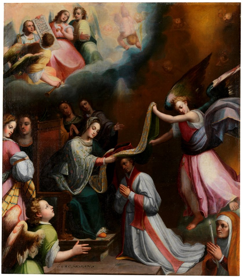 Imposición de la casulla a san Ildefonso. Santiago Morán el Viejo