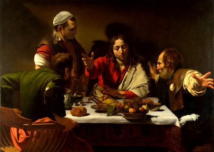 1602-3 Caravaggio,Supper at Emmaus National Gallery, London. Free illustration for personal and commercial use.