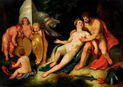 Cornelis van Haarlem Mars and Venus. Free illustration for personal and commercial use.