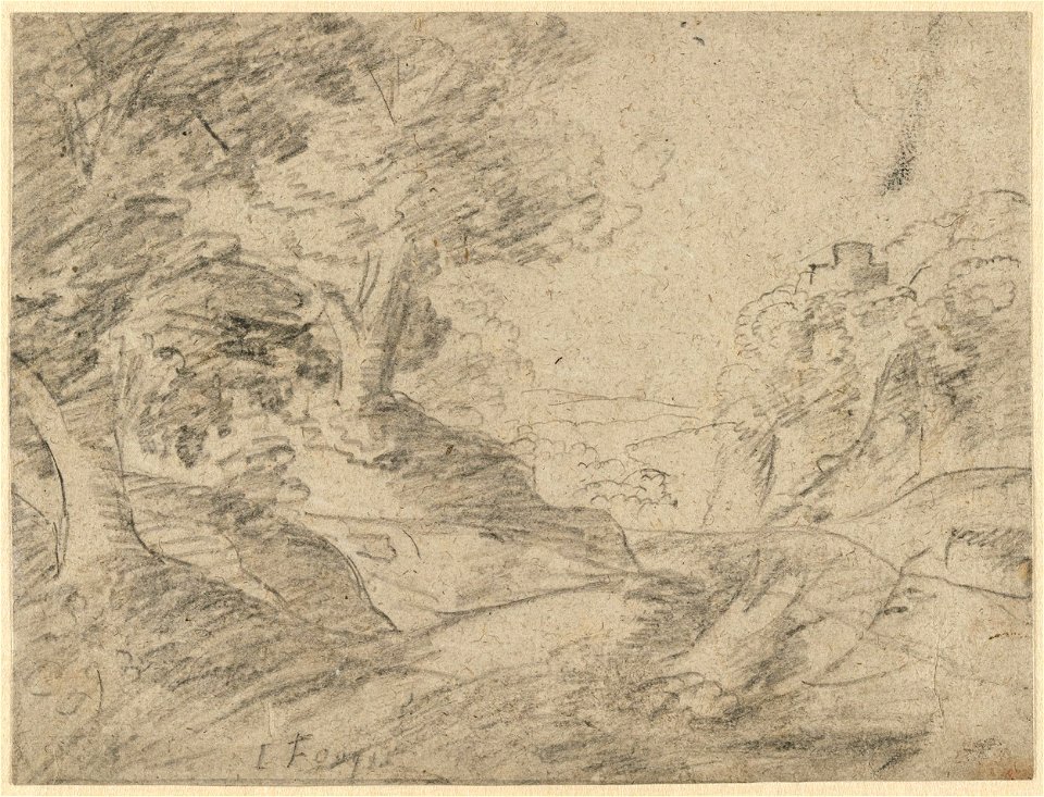 Jacques Fouquier (Attr.) - Hilly forest landscape with a fort in the background