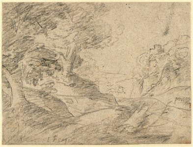 Jacques Fouquier (Attr.) - Hilly forest landscape with a fort in the background