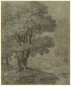 Jacques Fouquier - Hilly forest landscape with oak trees