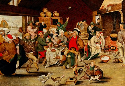 Pieter Brueghel the Younger - The king drinks. Free illustration for personal and commercial use.