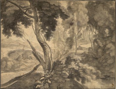 Jacques Fouquier - Forest interior with a view of a hilly landscape