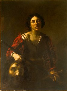Nicolas Regnier David with the Head of Goliath. Free illustration for personal and commercial use.
