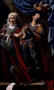 Theodoor Rombouts - The two musicians. Free illustration for personal and commercial use.