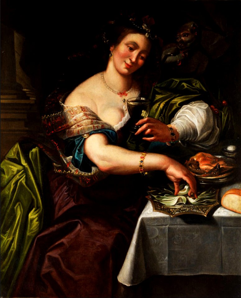 Abraham Jamssens - Young woman with a wineglass and artichokes (Allegory of Lascivia or Taste)