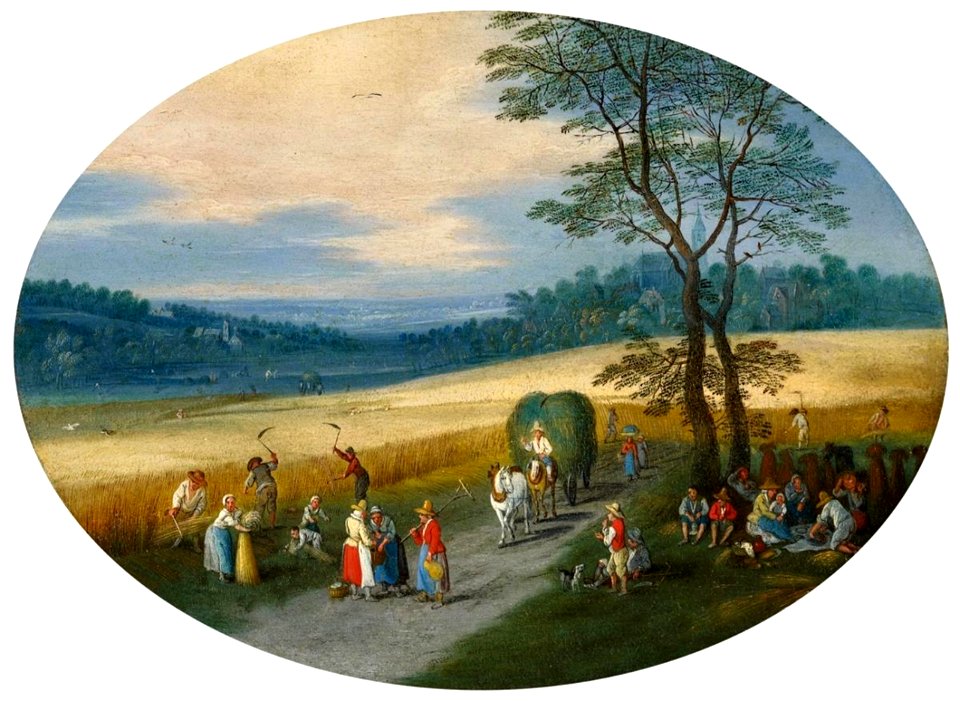Jan Brueghel (II) - Summer landscape with grain harvest