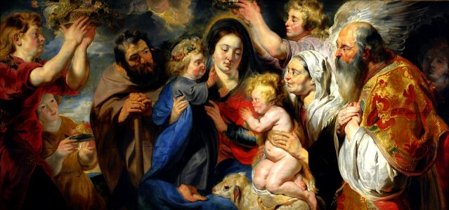 Jordaens Holy Family with Saint John. Free illustration for personal and commercial use.