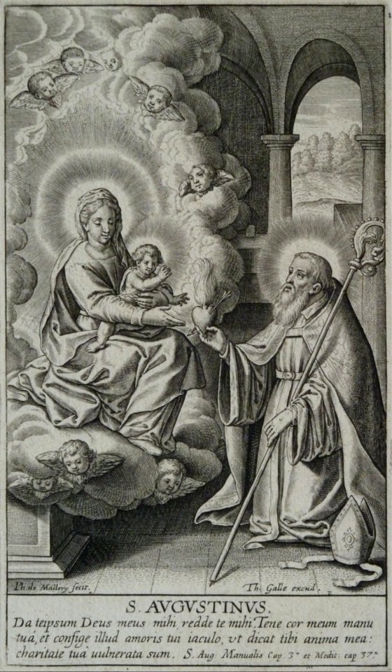 Philips van Mallery - St Augustine kneeling, offering his burning heart to the Virgin with the Christ Child