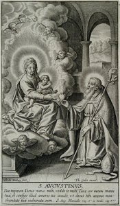 Philips van Mallery - St Augustine kneeling, offering his burning heart to the Virgin with the Christ Child