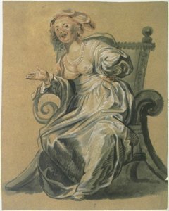 Theodoor Rombouts - Courtisane seated on a chair