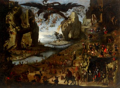 Jacob van Swanenburg (Attr.) - The Temptation of Saint Anthony. Free illustration for personal and commercial use.