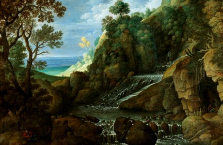 Marten Rijckaert - Rocky landscape with a waterfall