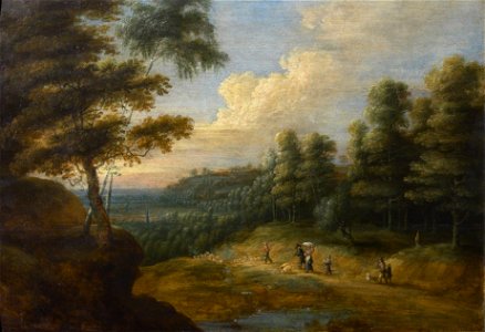 Lucas van Uden - Forest landscape with shepherds