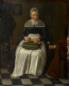 Cornelis de Vos - Portrait of an orphan girl while sewing. Free illustration for personal and commercial use.