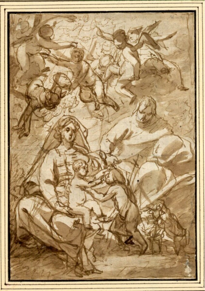 Cornelis Schut - Holy Family with angels and John the Baptist as a boy