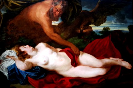1620 van Dyck Jupiter als Satyr bei Antiope anagoria. Free illustration for personal and commercial use.