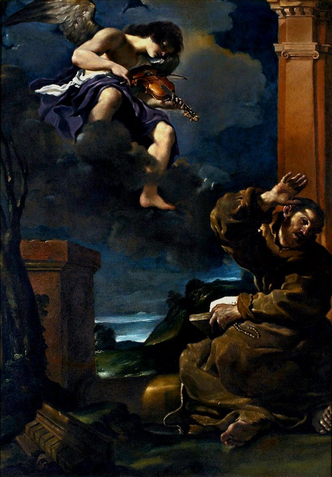 Guercino Saint Francis with an angel 01