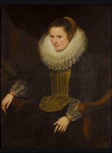 Cornelis de Vos - Portrait of Anna Fredericx, wife of Jan Roose. Free illustration for personal and commercial use.