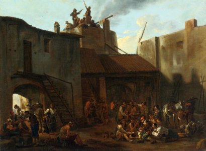 'Roman Lime Kiln with Peasants Gambling' by Jan Miel