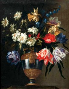 Francesco Caldei - Flowers in a vase with a sculpted mask2
