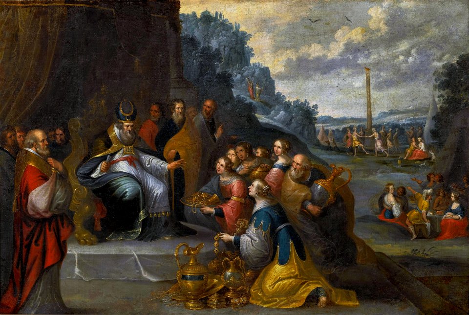 Francken the Younger Aaron receiving gold from the Israelites