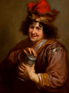 Jan Cossiers - Young man holding a tankard. Free illustration for personal and commercial use.