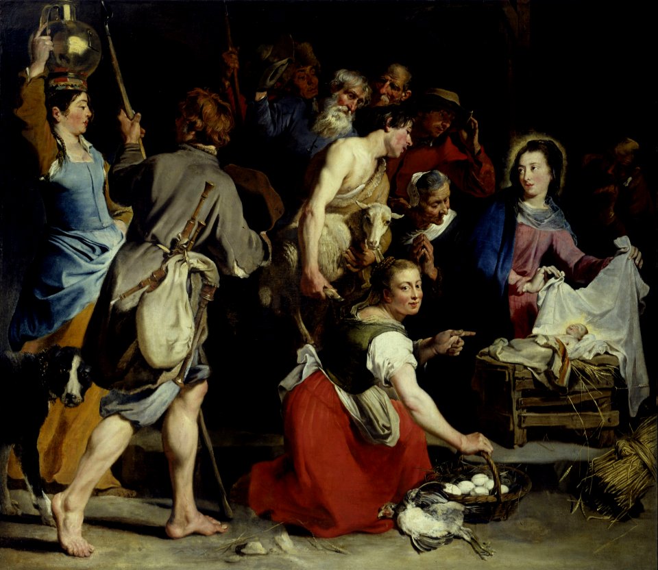 Jan Cossiers - The adoration of the shepherds. Free illustration for personal and commercial use.