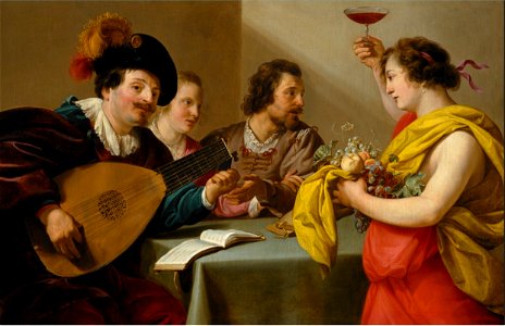 Theodoor Rombouts - Musical company with Bacchus. Free illustration for personal and commercial use.