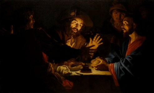 Matthias Stom - Supper at Emmaus. Free illustration for personal and commercial use.