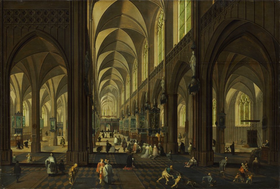 Pieter Neefs (I), Pieter Neefs (II), Frans Francken (II) and Simon de Vos - The interior of the Antwerp Cathedral in daylight