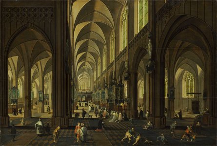Pieter Neefs (I), Pieter Neefs (II), Frans Francken (II) and Simon de Vos - The interior of the Antwerp Cathedral in daylight